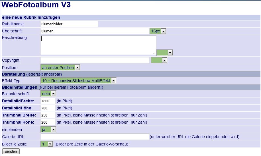 Rubrik Infos bearbeiten oder neuanlegen