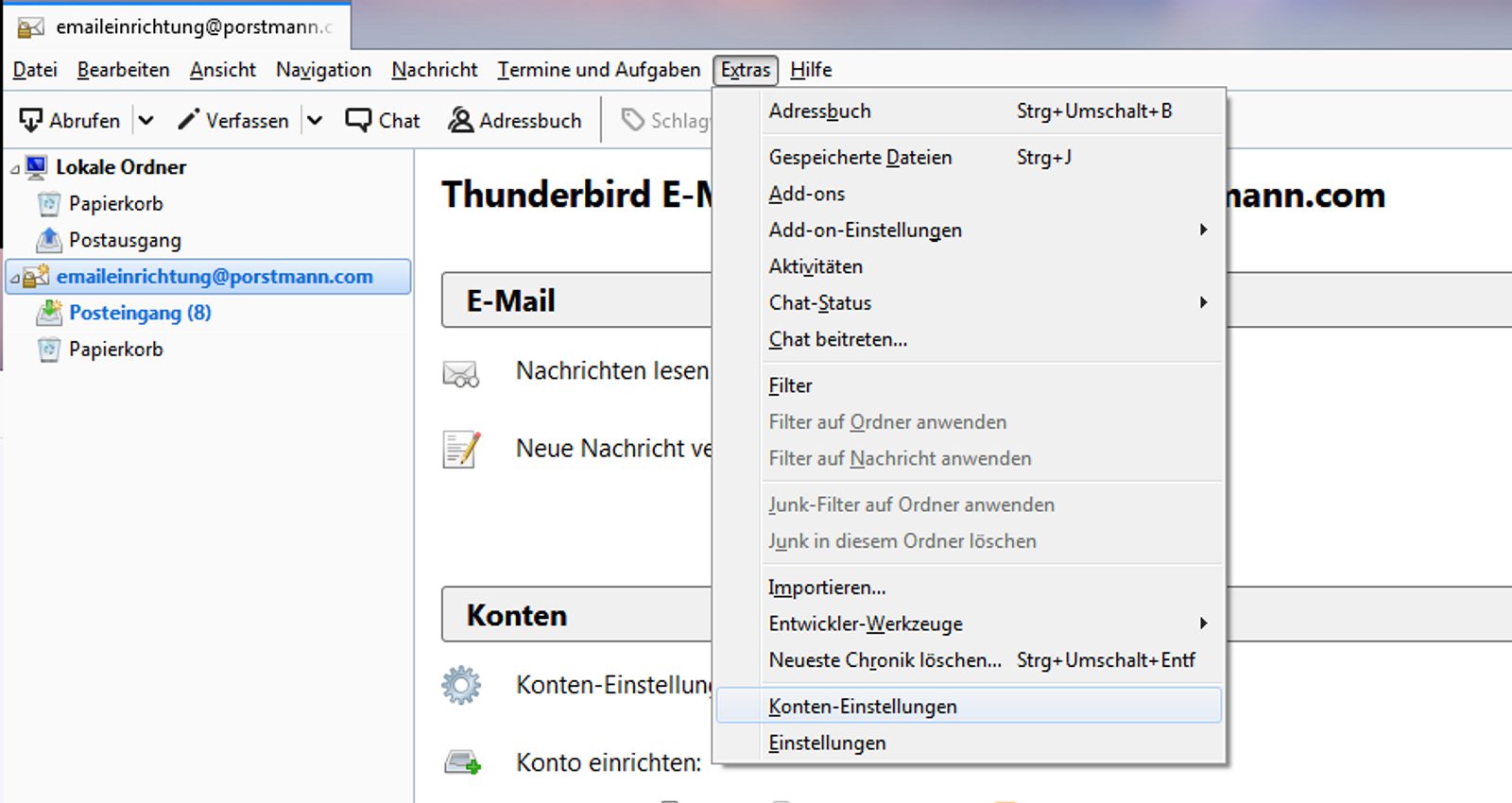 Thunderbird Konteneinstellungen