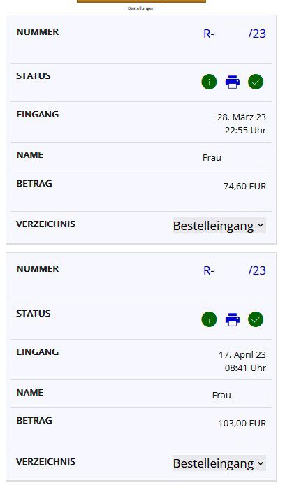 mobile Version Bestelleingang