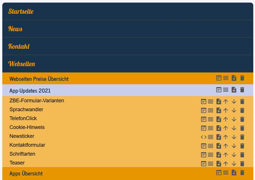 WebsiteEditor Oberfläche