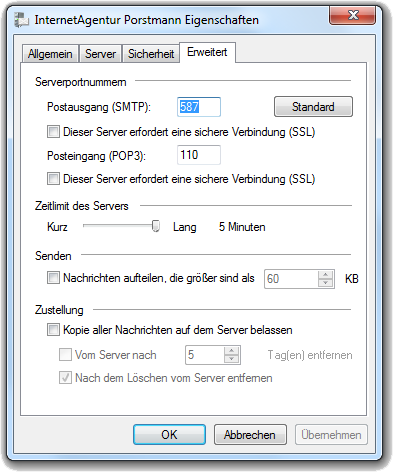 �ndern der Portnummer in Windows LiveMail