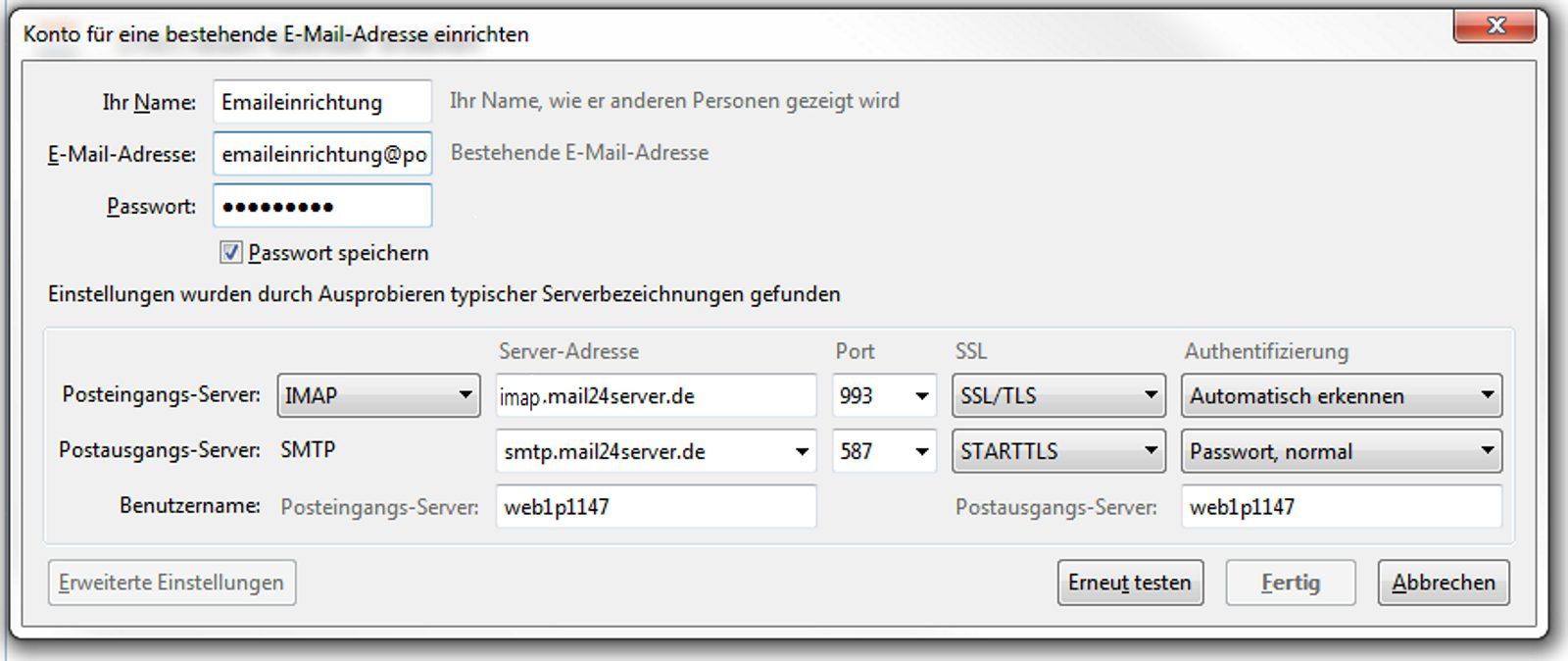 IMAP-Einrichtung